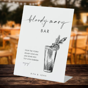Chic Modern Bloody Mary Bar Wedding Sign Sockelschild