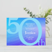 Chic Modern Blue Birthday Einladung (Stehend Vorderseite)