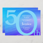 Chic Modern Blue Birthday Einladung (Vorne/Hinten)