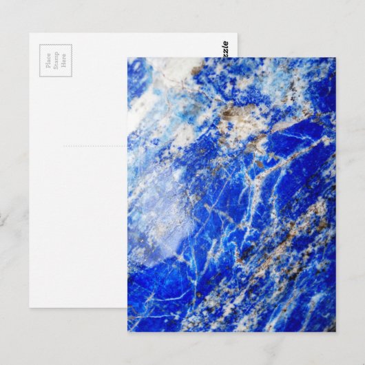 Chic Modern Blue Marble Stone Postkarte (Vorne/Hinten)