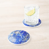 Chic Modern Blue Marble Stone Sandstein Untersetzer (Seite)