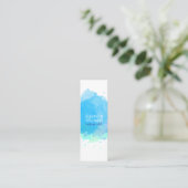 Chic Modern Blue Watercolor Blot Square Mini Visitenkarte (Stehend Vorderseite)