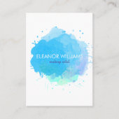 Chic Modern Blue Watercolor Blot Visitenkarte (Vorderseite)