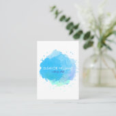 Chic Modern Blue Watercolor Blot Visitenkarte (Stehend Vorderseite)