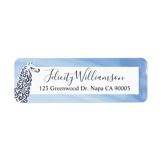 Chic, Modern Blue Watercolor & Llama Illustration (Vorne)