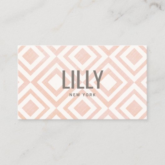 Chic Modern Blush Pink Geometric Muster Business Visitenkarte (Vorderseite)