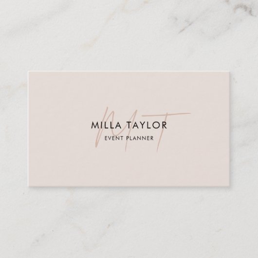 Chic Modern Blush Pink Monogram Feminine QR Code Visitenkarte (Vorderseite)