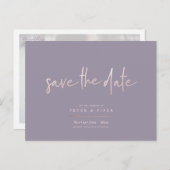 Chic+Modern Blush Signature Script, Save the Date Postkarte (Vorne/Hinten)