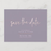 Chic+Modern Blush Signature Script, Save the Date Postkarte (Vorderseite)