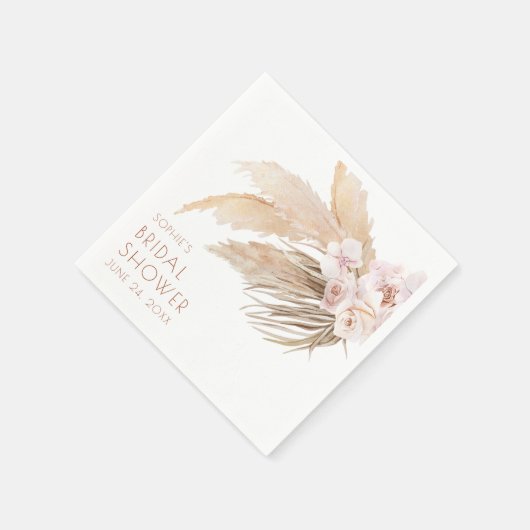 Chic Modern Boho Pampas Grass Brautparty Serviette (Ecke)