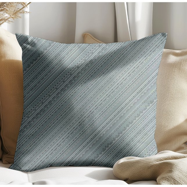 Chic Modern Boho Stripes Blue Kissen (Von Creator hochgeladen)
