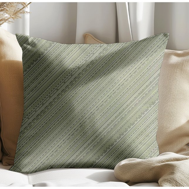 Chic Modern Boho Stripes Green Kissen (Von Creator hochgeladen)