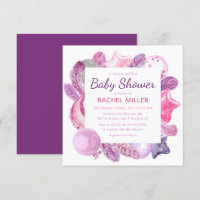 Chic Modern Boho Watercolor Girly Pink Babydusche