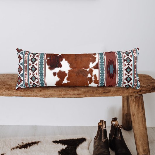 Chic Modern Boho Western Cowhide Seitenschläferkissen