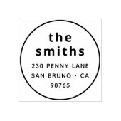 Chic Modern Bold Family Name Circle Address Gummistempel (Prägung)