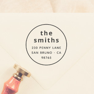 Chic Modern Bold Family Name Circle Address Gummistempel