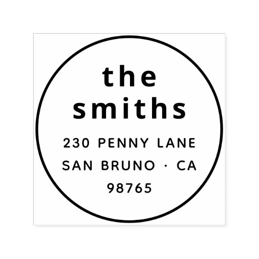 Chic Modern Bold Family Name Circle Address Permastempel (Design)