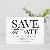 Chic Modern Bold Schwarz-weiß Wedding Save the Dat Einladung (Stehend Vorderseite)