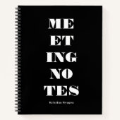 Chic Modern Bold Typografy Black Meeting Notes Notizblock (Vorderseite)