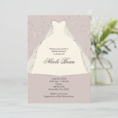 Chic Modern Brautparty Illustration Dress Einladung (Stehend Vorderseite)