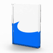 Chic Modern Bright Blue Wave White Background Fotoblock (Rechts)