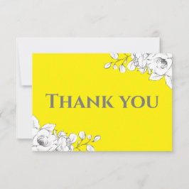 Chic Modern Bright Yellow White Floral Dankeskarte
