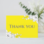 Chic Modern Bright Yellow White Floral Dankeskarte (Stehend Vorderseite)