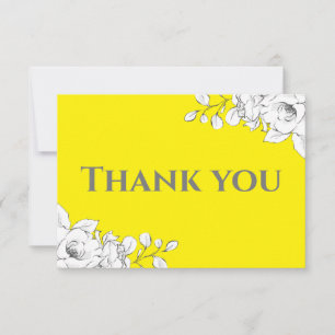 Chic Modern Bright Yellow White Floral Dankeskarte