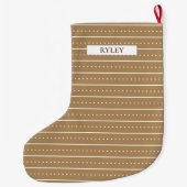 Chic Modern Brown and White Pattern Monogram Großer Weihnachtsstrumpf (Rückseite)