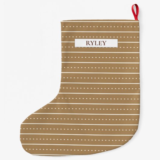 Chic Modern Brown and White Pattern Monogram Großer Weihnachtsstrumpf (Rückseite)