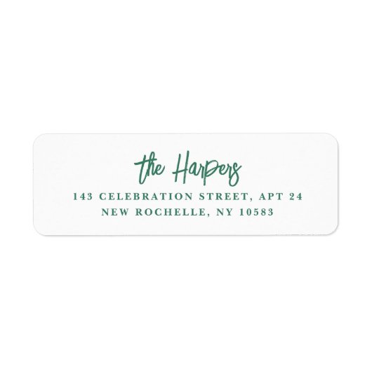 Chic Modern Brush Script Legible Emerald-Adresse (Vorne)