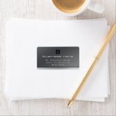 Chic Modern Business Black Silver Adressaufkleber (Insitu)