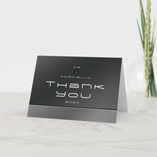 Chic Modern Business Black Silver Dankeskarte (Vorderseite)
