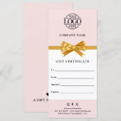 Chic Modern Business Gift Certificate with Logo (Vorne/Hinten)