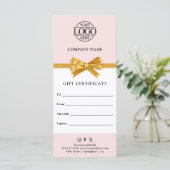 Chic Modern Business Gift Certificate with Logo (Stehend Vorderseite)