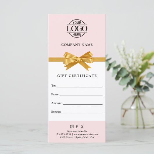 Chic Modern Business Gift Certificate with Logo (Stehend Vorderseite)