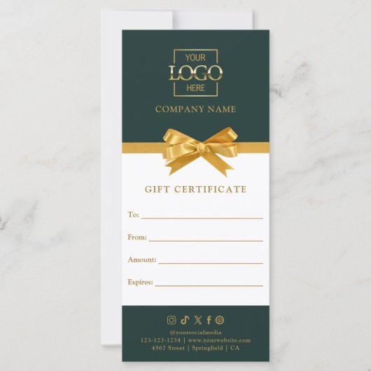 Chic Modern Business Gift Certificate with Logo (Vorderseite)