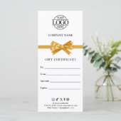 Chic Modern Business Gift Certificate with Logo (Stehend Vorderseite)