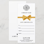 Chic Modern Business Gift Certificate with Logo (Vorne/Hinten)