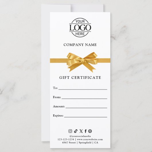 Chic Modern Business Gift Certificate with Logo (Vorderseite)