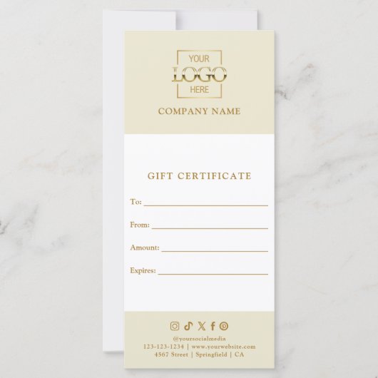 Chic Modern Business Gift Certificate with Logo (Vorderseite)