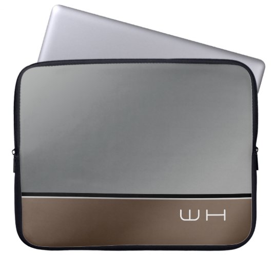 Chic Modern Business Grau Brown Laptopschutzhülle (Vorderseite)