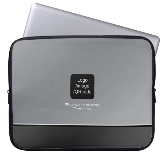 Chic Modern Business Logo Black Silver Laptopschutzhülle (Vorderseite)