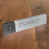 Chic Modern Business-Logo Schwarz Grau Namensplakette (Seite)