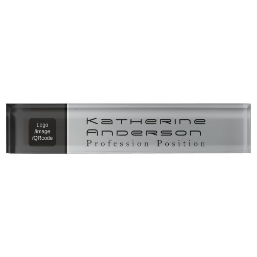 Chic Modern Business-Logo Schwarz Grau Namensplakette (Vorderseite)