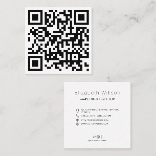 Chic Modern Business QR Code Quadratische Visitenkarte (Vorne/Hinten)