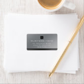 Chic Modern Business Silver Black Adressaufkleber (Insitu)