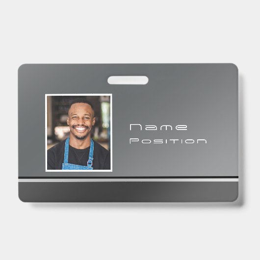 Chic Modern Business Silver Black Ausweis (Vorderseite)