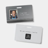 Chic Modern Business Silver Black Ausweis (Vorder- & Rückseite)