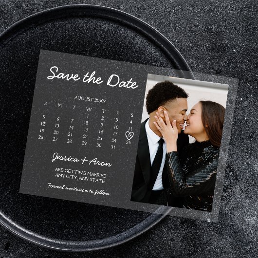Chic Modern Calendar Foto Save the Date Acryleinladungen